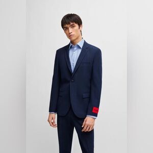 NWT HUGO | Men’s Performance Super Black Single Breasted Suit Coat Blazer 42L